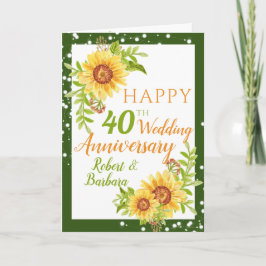 Stilvolle 40. Hochzeitstag Blumenblume Karte