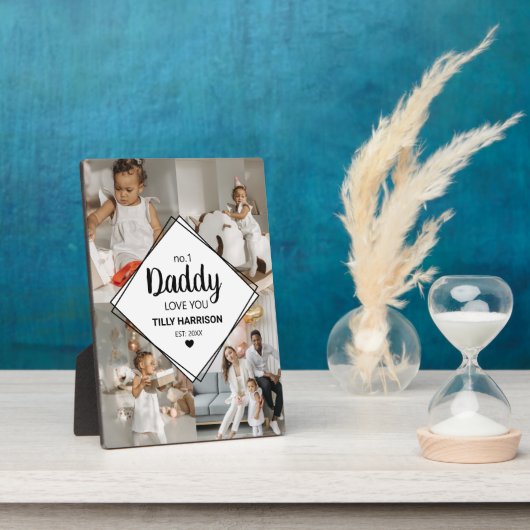Stilvolle 4 Foto Collage | No 1 Daddy Plaque Fotoplatte (Seite)