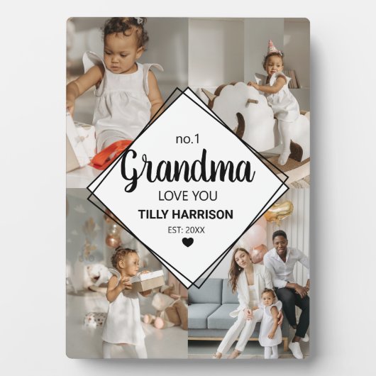 Stilvolle 4 Foto Collage | Nr. 1 Oma Plaque Fotoplatte (Vorderseite)