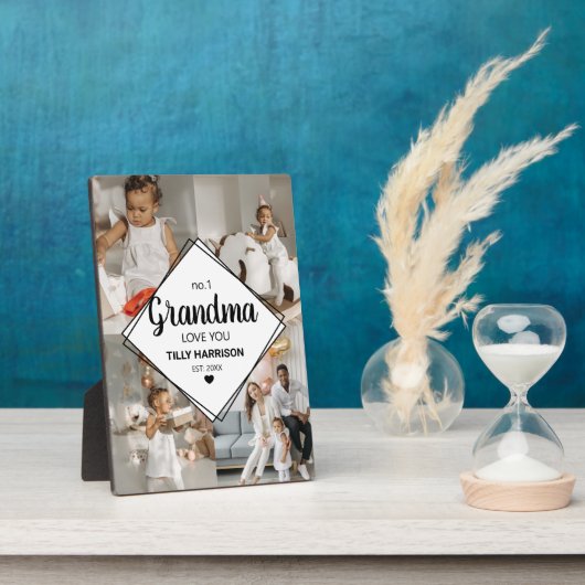 Stilvolle 4 Foto Collage | Nr. 1 Oma Plaque Fotoplatte (Seite)