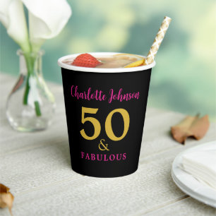 Stilvolle 50. Geburtstagsfeier Schwarz Gold Custom Pappbecher