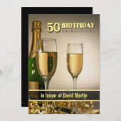 Stilvolle 50. Geburtstagsparty Einladungen - Forma (Vorne/Hinten)