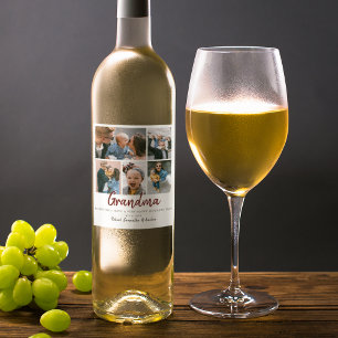 Stilvolle 5 Foto Collage Mütter Tag Weinetikett