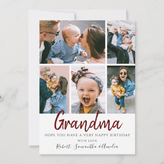 Stilvolle 5 Foto Geburtstagskarte (Vorderseite)