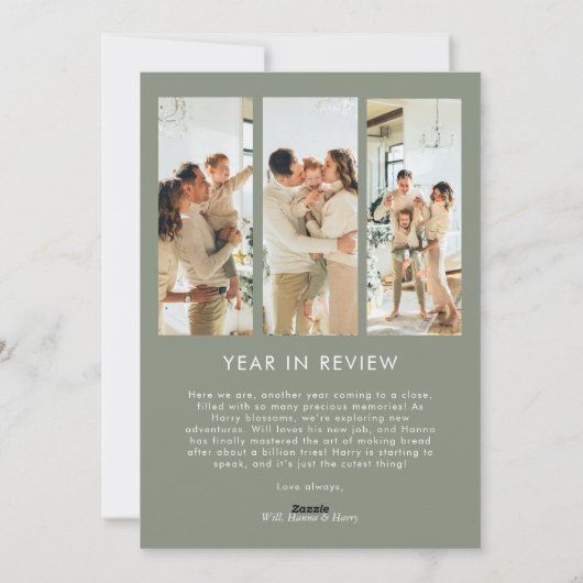 Stilvolle 5-Foto-Jahr in Review Frohe Weihnachten (Rückseite)