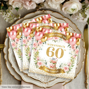 Stilvolle 60. Geburtstag Napkins Gold Sparkle Bloo Serviette