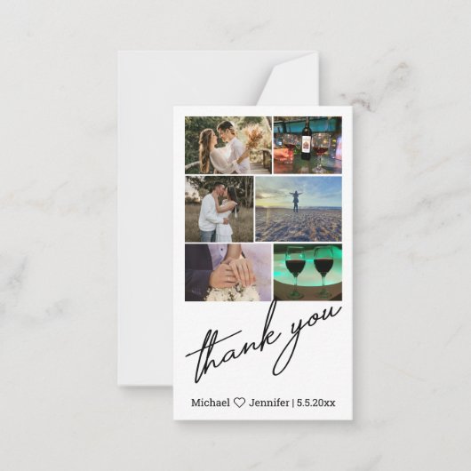 stilvolle 6 Fotos Collage Hochzeit danke Mitteilungskarte (Vorderseite)