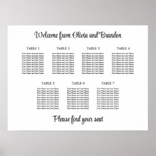 Stilvolle 7-Tisch-Hochzeit-Empore-Poster Poster