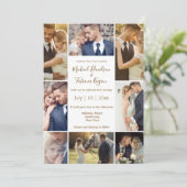 stilvolle 8 Foto Collage braune Hochzeit Einladung (Stehend Vorderseite)