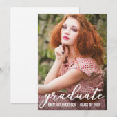 Stilvolle Abschluss Foto Announcement Card Ankündigung (Vorne/Hinten)