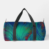 Stilvolle Abstrakt Feathers Green Blue Duffle Bag (Rückseite)
