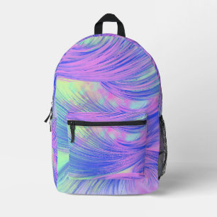 Stilvolle Abstrakt Feathers Lila blau Bedruckter Rucksack