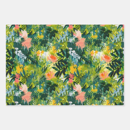 Stilvolle Abstrakte Botanische Kunst Muster Geschenkpapier Set (Vorderseite 3)