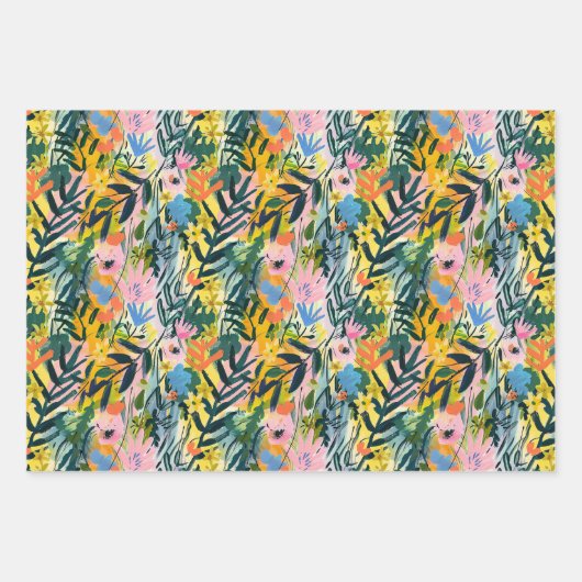 Stilvolle Abstrakte Botanische Kunst Muster Geschenkpapier Set (Vorderseite 2)