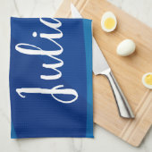 Stilvolle Abstrakte Formen in Blue Personalisiert  Geschirrtuch (Viertel Falte)