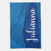 Stilvolle Abstrakte Formen in Blue Personalisiert  Geschirrtuch (Vertikal)