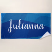 Stilvolle Abstrakte Formen in Blue Personalisiert  Strandtuch (Vorderseite)