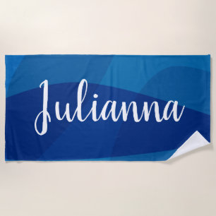 Stilvolle Abstrakte Formen in Blue Personalisiert Strandtuch