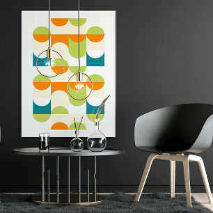 Stilvolle abstrakte halbe Kreise wellige Mosaik-Ku Poster