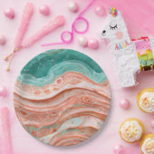 Stilvolle Abstrakte Koralle und Aquamarin Pappteller (Party)