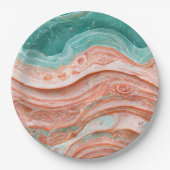 Stilvolle Abstrakte Koralle und Aquamarin Pappteller (Vorderseite)