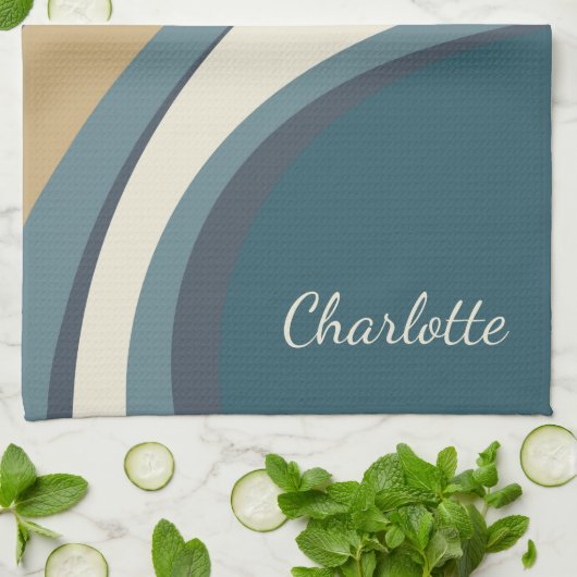 Stilvolle Abstrakte Marmorkunst im Aquamarinen Per Geschirrtuch (Gefaltet)