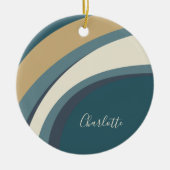 Stilvolle Abstrakte Marmorkunst im Aquamarinen Per Keramik Ornament (Vorne)