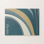 Stilvolle Abstrakte Marmorkunst im Aquamarinen Per Puzzle (Horizontal)