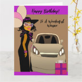 Stilvolle Afrikanerin zum Geburtstag Karte (Gelbe Blume)