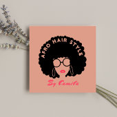Stilvolle Afro Hair Stylist Schönheitssalon Rosa R Quadratische Visitenkarte