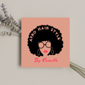 Stilvolle Afro Hair Stylist Schönheitssalon Rosa R Quadratische Visitenkarte