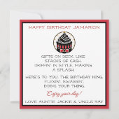 Stilvolle Afroamerikaner Junge Schwarz/Rot Geburts Karte (Rückseite)