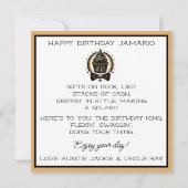 Stilvolle Afroamerikanerin Black/Gold zum Geburtst Karte (Rückseite)