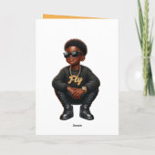 Stilvolle Afroamerikanerin Black/Gold zum Geburtst Karte (Rückseite)