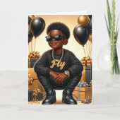 Stilvolle Afroamerikanerin Black/Gold zum Geburtst Karte (Vorderseite)