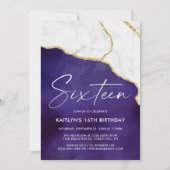Stilvolle Agate & Marble 16. Geburtstag Einladung (Vorderseite)