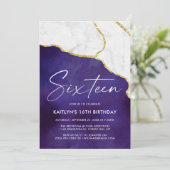 Stilvolle Agate & Marble 16. Geburtstag Einladung (Stehend Vorderseite)