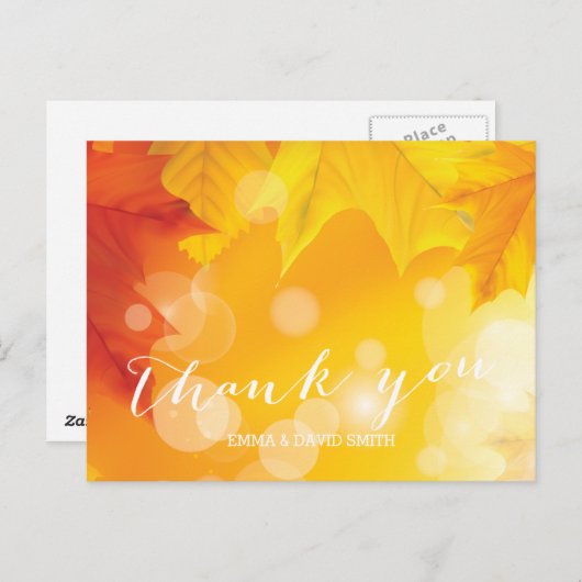 Stilvolle Ahorn-Blätter Herbsthochzeit Vielen Dank Postkarte (Vorne/Hinten)