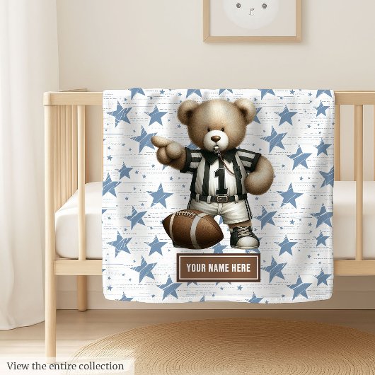Stilvolle American Football Teddy Bear Personalisi Fleecedecke
