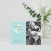 Stilvolle Ampersand Save the Date Postcard (blau) Ankündigungspostkarte (Stehend Vorderseite)