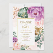 Stilvolle Änderung des Datums Hochzeit Neuer Plan Einladung (Vorderseite)