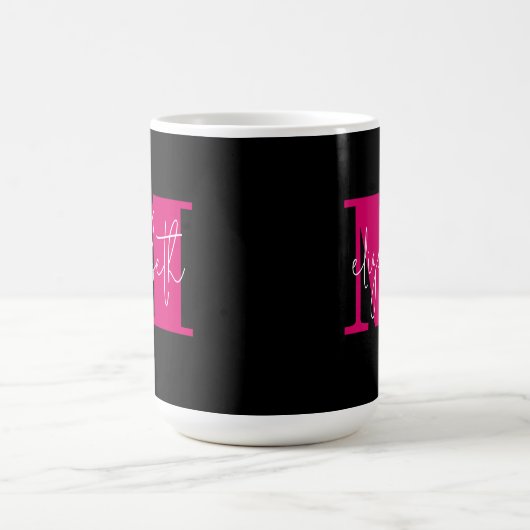 Stilvolle Anfangsbuchstaben Monogram und Name Blac Kaffeetasse (Mittel)