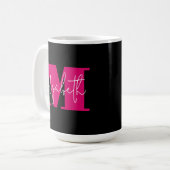 Stilvolle Anfangsbuchstaben Monogram und Name Blac Kaffeetasse (Vorderseite Links)