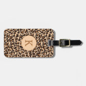 Stilvolle Animal Print Brown Monogram Gepäckanhänger (Vorderseite horizontal)