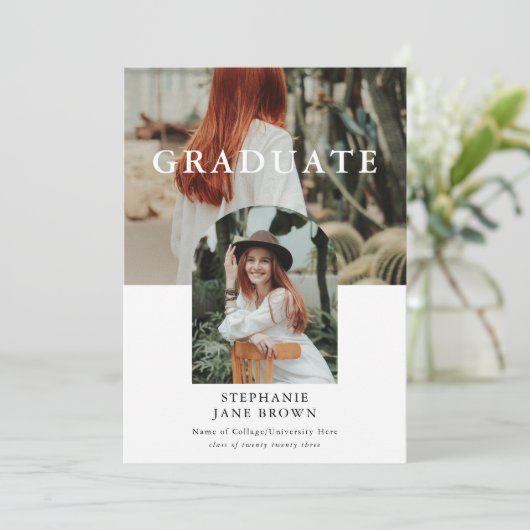 Stilvolle Ankündigung des Minimal 2 Foto Graduate (Stehend Vorderseite)