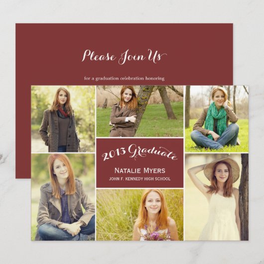 Stilvolle Ankündigung von Collage Abschluss (Vorne/Hinten)