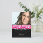 Stilvolle Ankündigung von Damask Abschluss (pink) (Stehend Vorderseite)