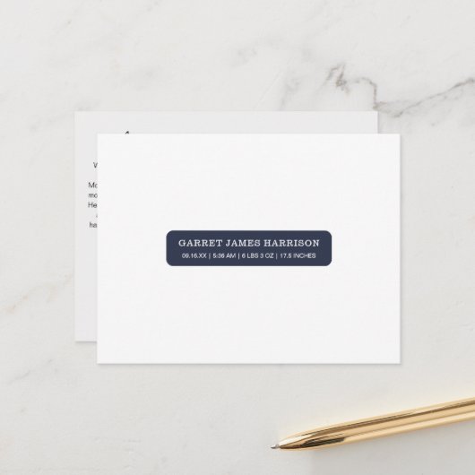 Stilvolle Ankündigung von Foto Collage Birth Postkarte (Vorderseite/Rückseite Beispiel)