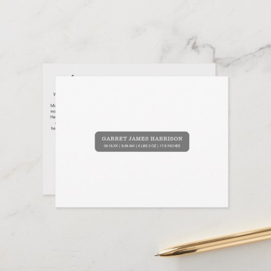 Stilvolle Ankündigung von Foto Collage Birth Postkarte (Vorderseite/Rückseite Beispiel)