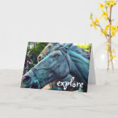 Stilvolle antike türkisfarbene Pferde erkunden Skr Karte (Gelbe Blume)